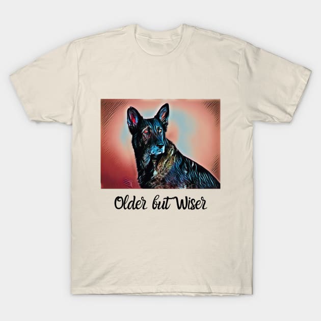 German Shepherd Older but Wiser T-Shirt by Print Magic Studios